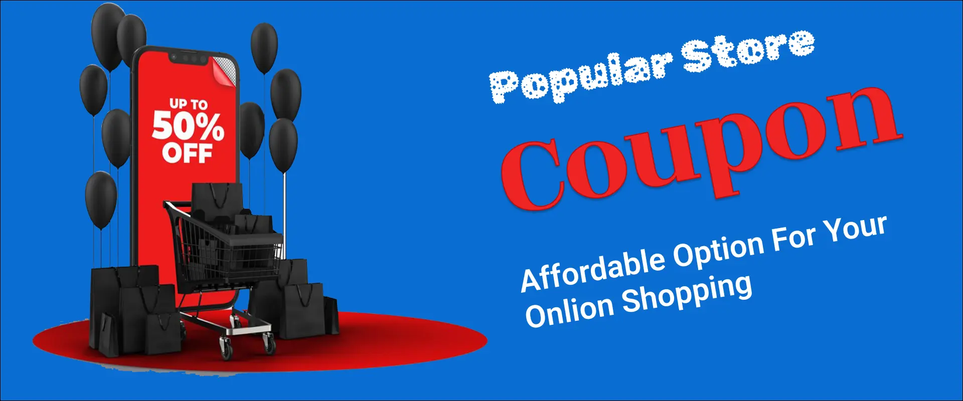 Coupon Codes Affordable Option For Your Online Shopping. Up to 50% Off Discounts. Background has dots and pastel shapes